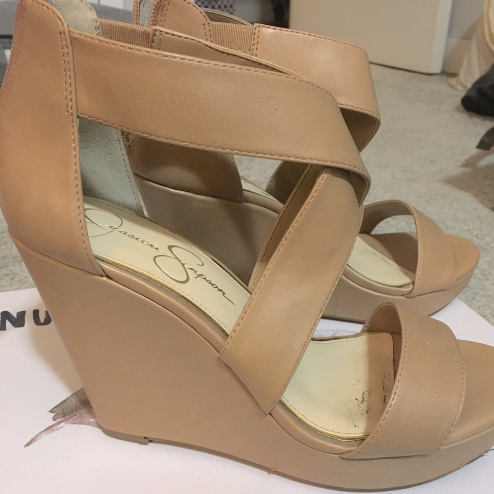 Jessica Simpson Jinxxi Nude Wedge Sandals